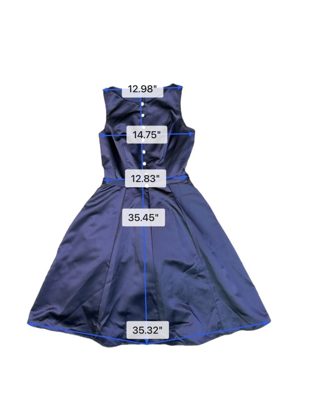 Andrew Adela Womens Midnight Sleeveless Flare Dress With Button Accents Sz 6 - Picture 5 of 5